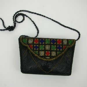 Black Beaded Purse Handbag